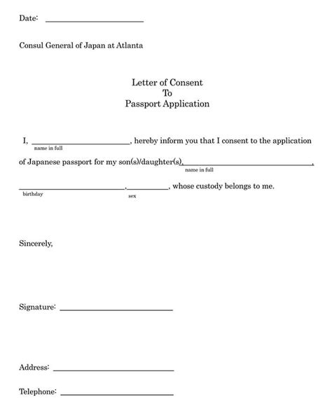 passport authorization letter from parent.